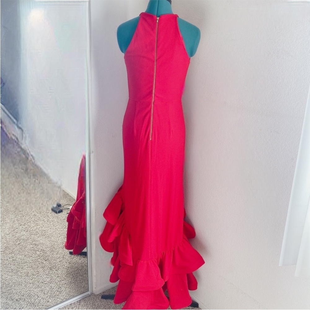 RED BETSY AND ADAM RUFFLE BODYCON SEXY DRESS SZ 8 - Picture 6 of 6